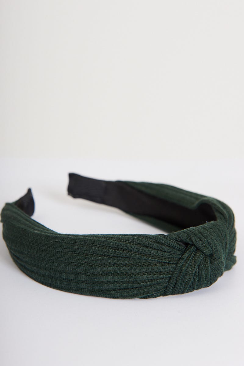 August + Delilah Nadia Knot Stripe Textured Headband In Emerald