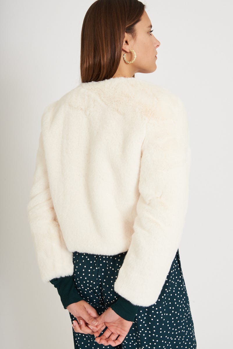 Cher Faux Fur Jacket in Cream