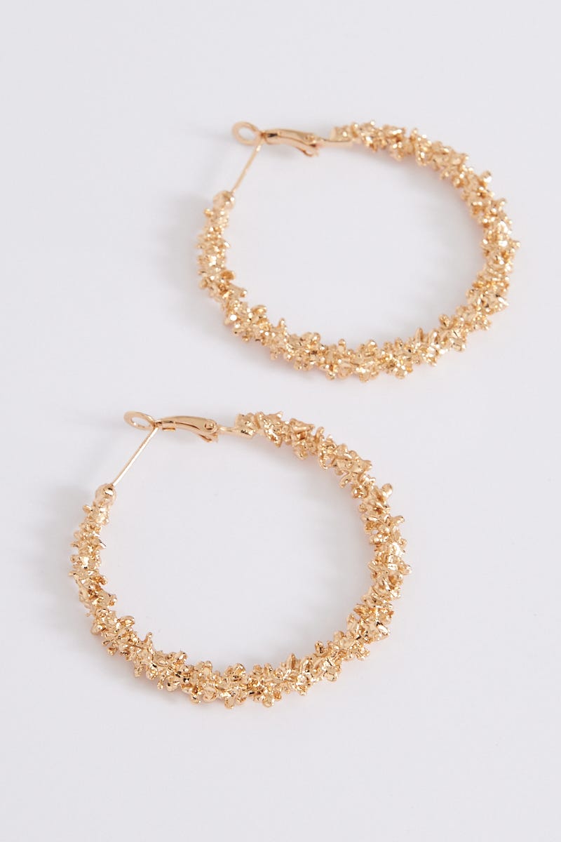 August + Delilah Sable Gold Textured Hoop Earrings