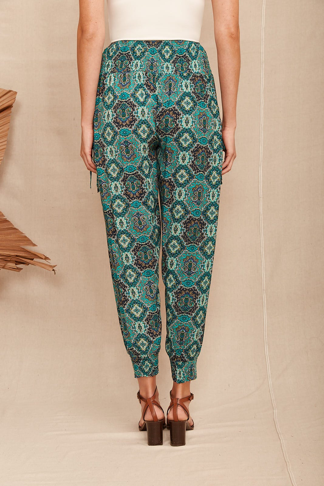 Gabby Lounge Pants in Teal Abstract Print