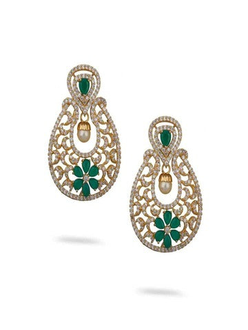 Green Color Cubic Zirconia Earrings