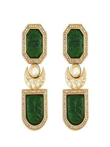 Green Color Kundan Earrings