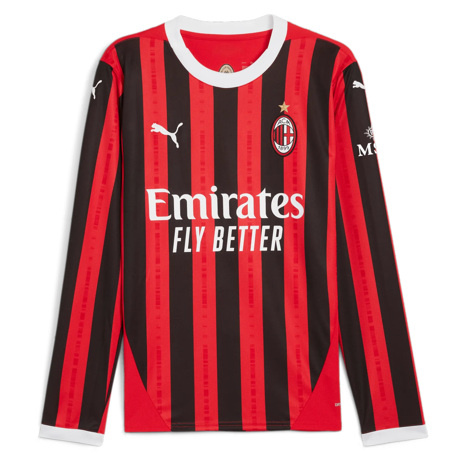 Puma 2024-25 AC Milan Men's Stadium Home Long-Sleeve Jersey