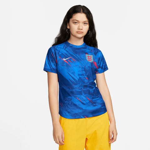 Nike 2022-23 England Women's Training Pre-Match Jersey - Blue (Model - Front)
