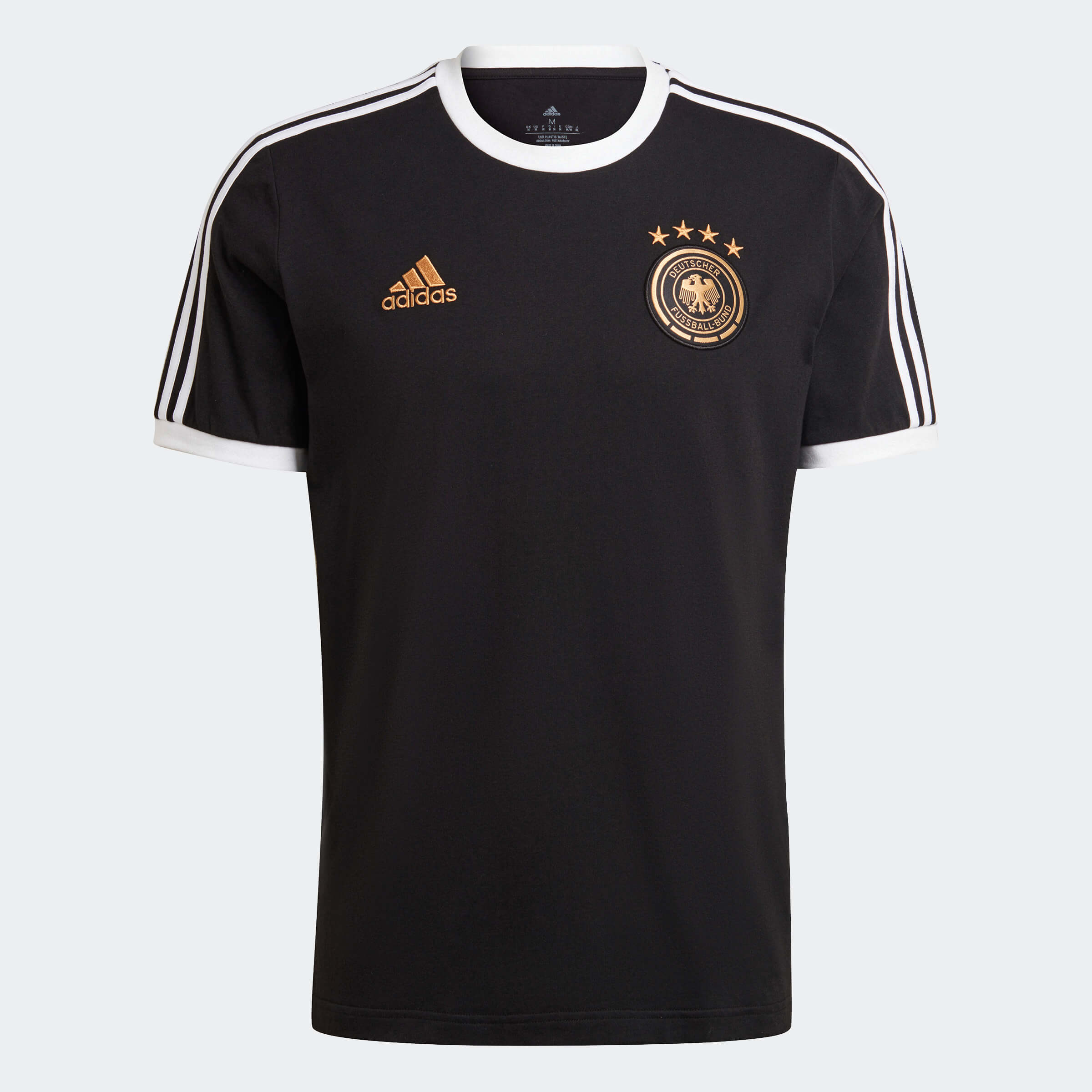 adidas 2022-23 Germany 3-Stripes Tee - Black-White