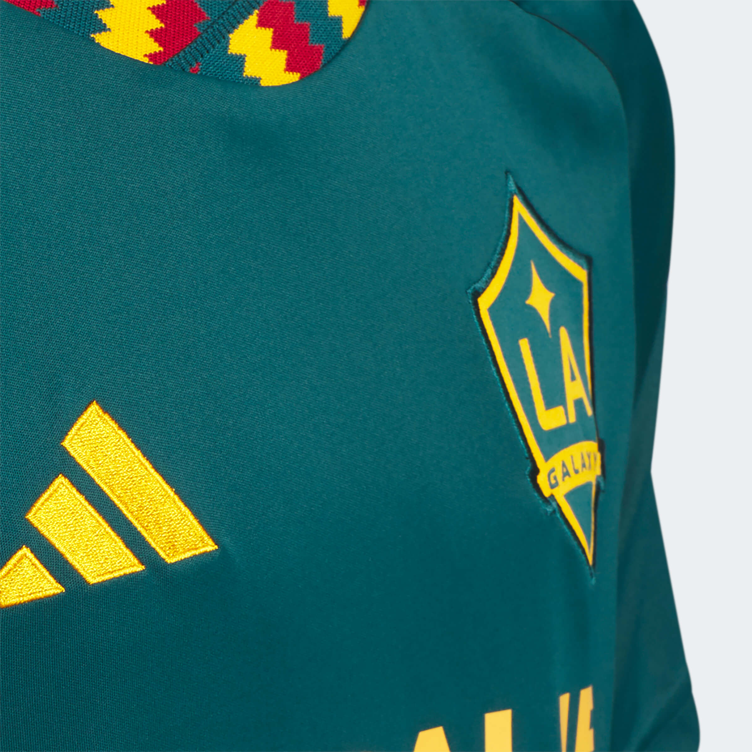 adidas 2023-24 LA Galaxy Youth Away Jersey - Mystery Green-Team Gold