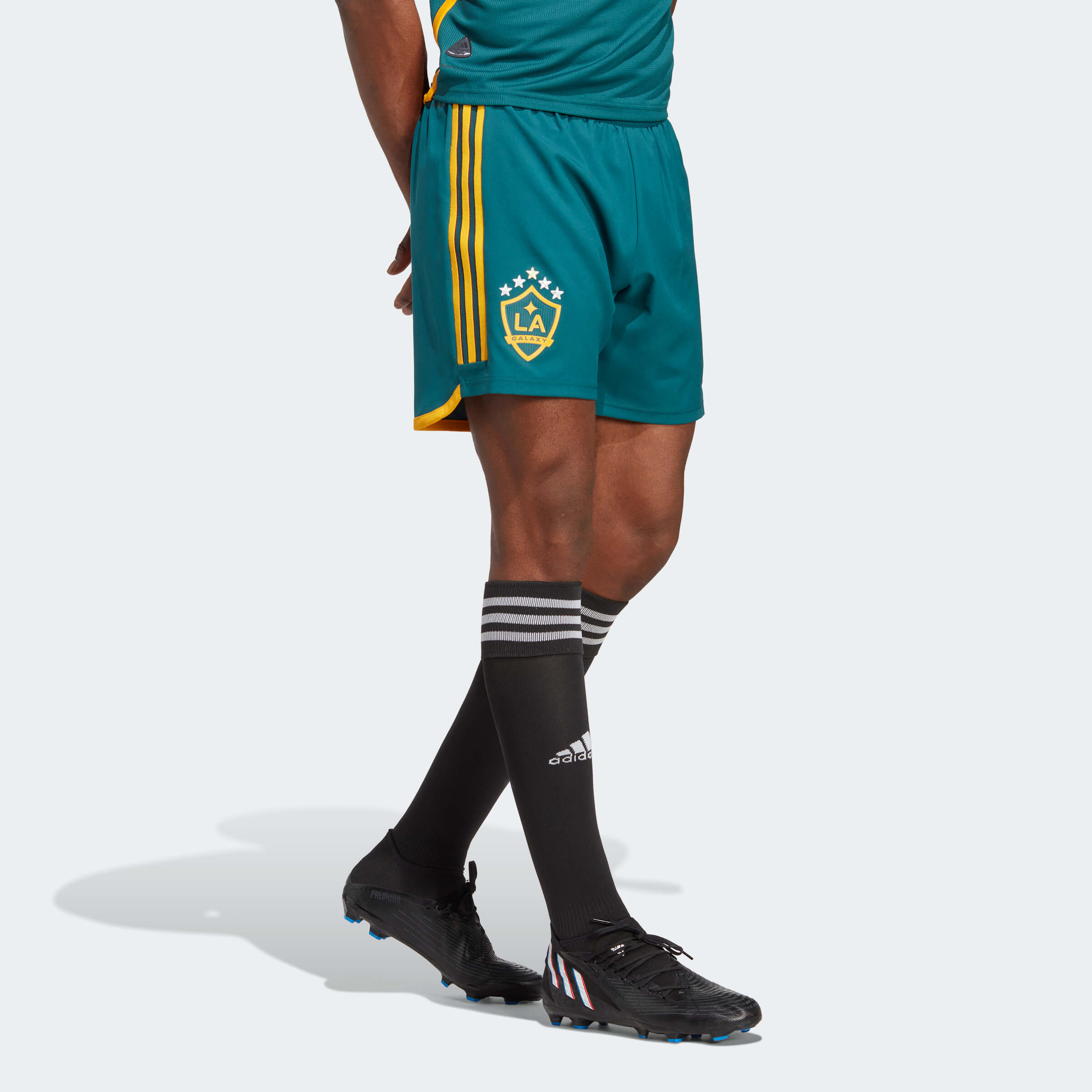 adidas 2023 LA Galaxy Authentic Away Shorts - Mystery Green-Team Gold