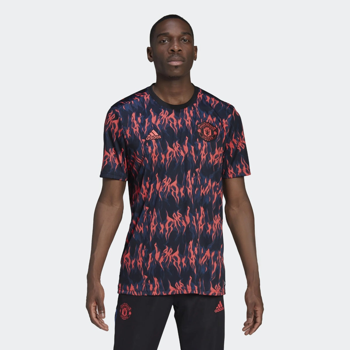 adidas 21-22 Manchester United Pre-Match Jersey - Black-Shock Red