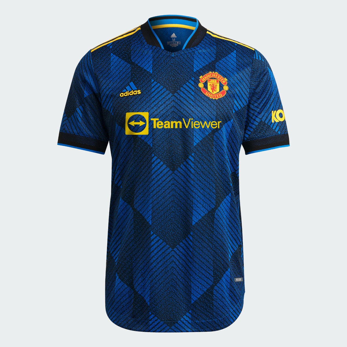 Adidas 2021-22 Manchester United Third Authentic Jersey - Glow Blue-Yellow