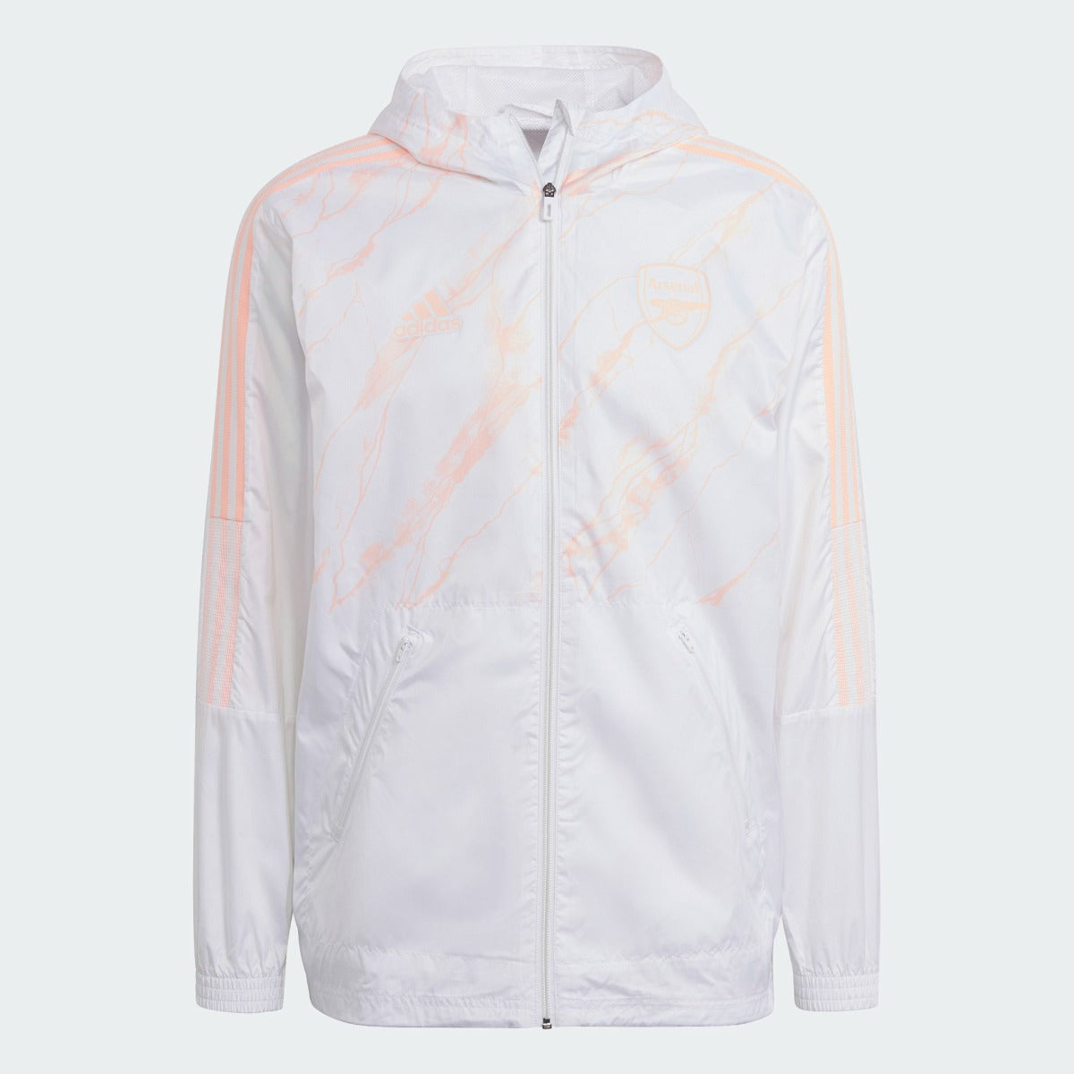 Adidas 2021 Arsenal Windbreaker Jacket - White-Light Orange