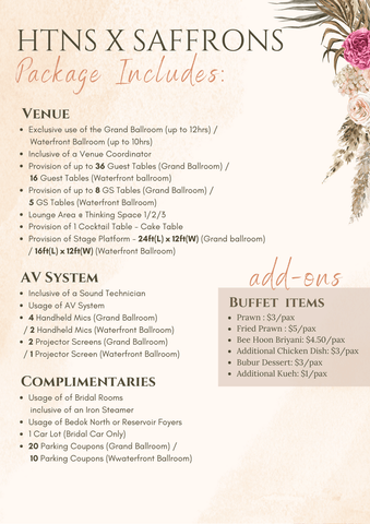 Saffrons Wedding Package for HometeamNS - Included in Package