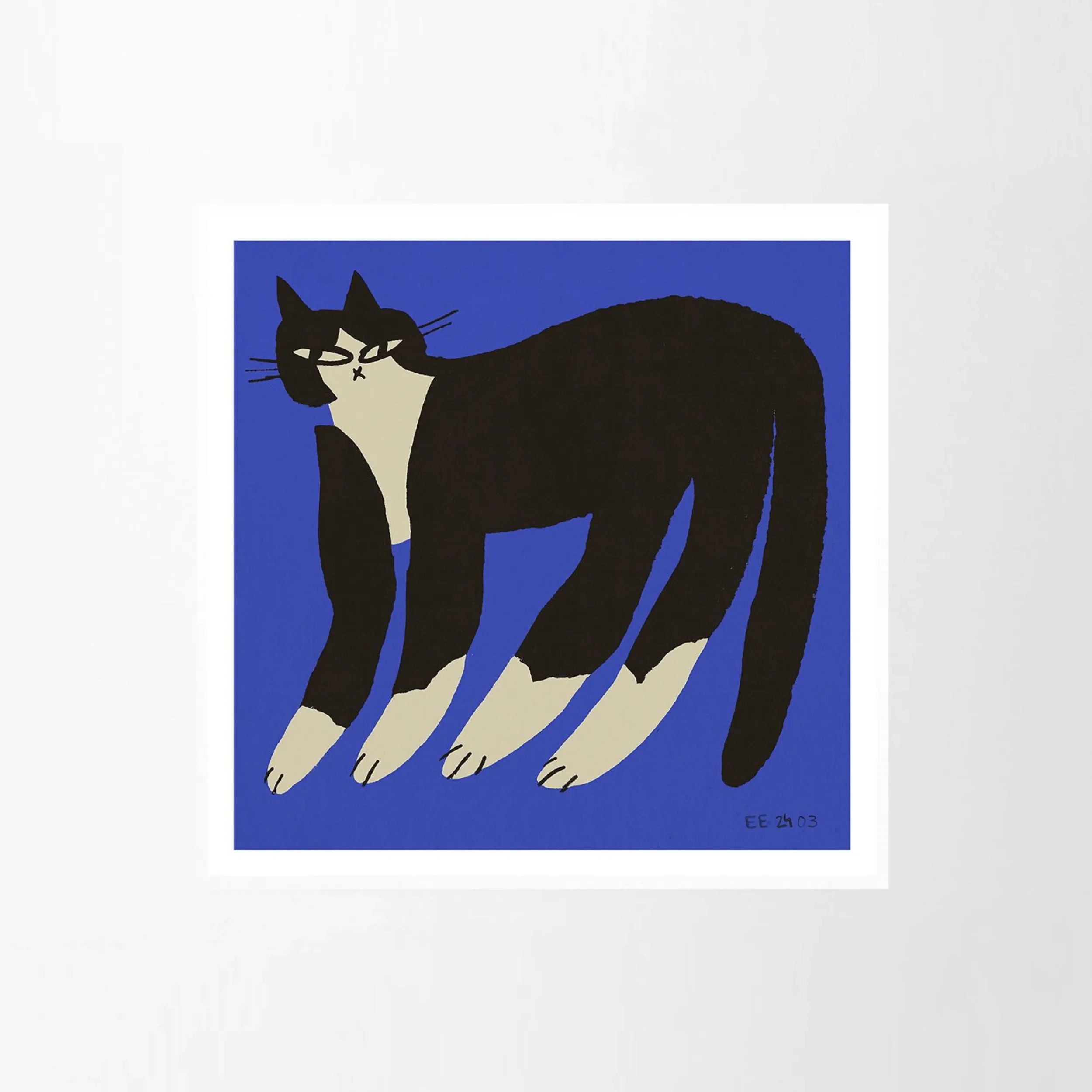 50cm x 50cm Blue Print of a Cat