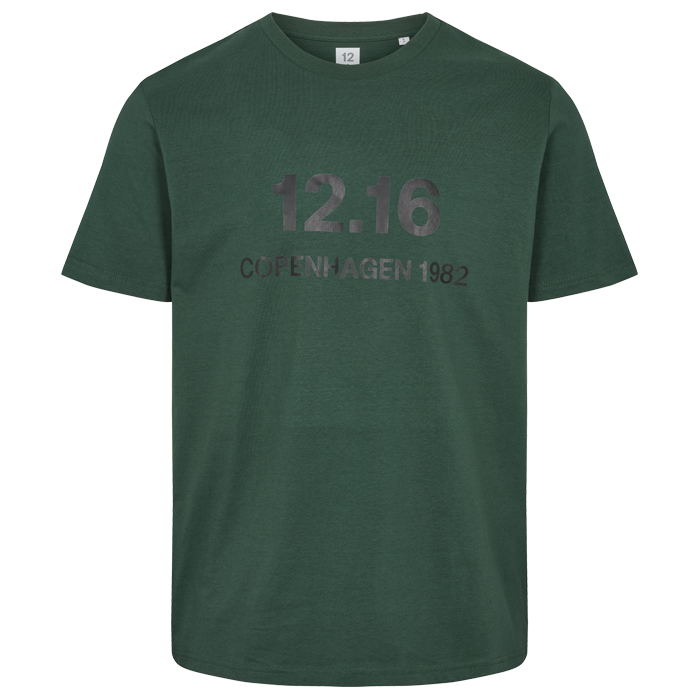 Se T-Shirt 100% Økologisk Bomuld 12.16 logo Olive - XS hos Twelve Sixteen