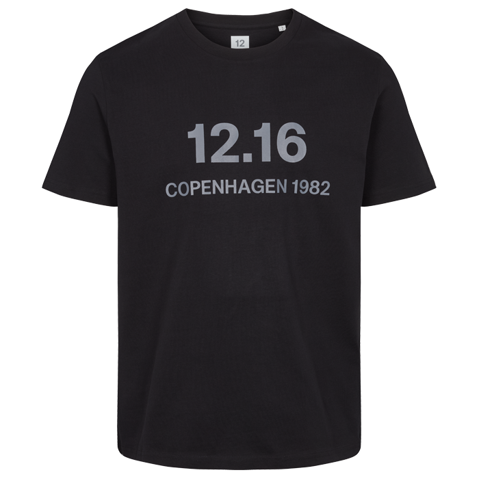 T-Shirt 100% Økologisk Bomuld  12.16 logo Black - Large