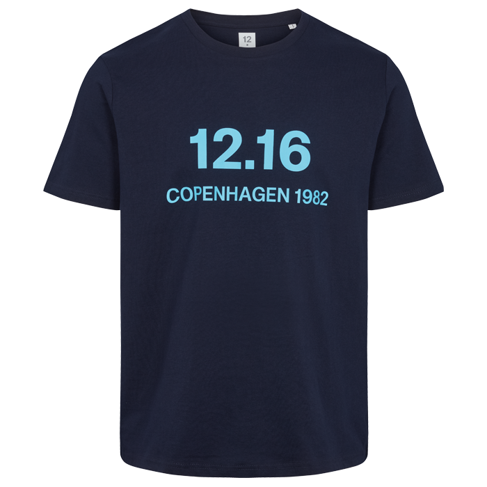 Se T-Shirt 100% Økologisk Bomuld 12.16 logo Dark Blue - XXL hos Twelve Sixteen