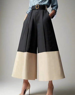 Stylish Color Block Crop Wide Leg Pants - Work-In-Style Boutique
