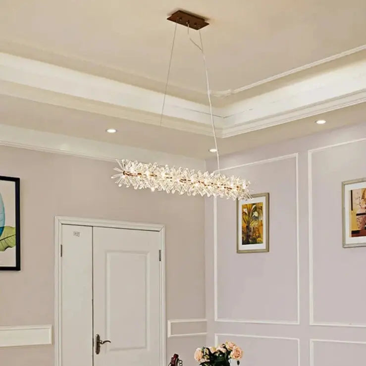 Modern Crystal Flower Long Chandelier ChandeliersLife®