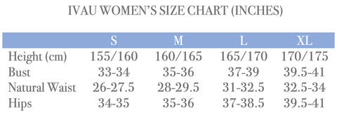 IVAU Women's Size Chart
