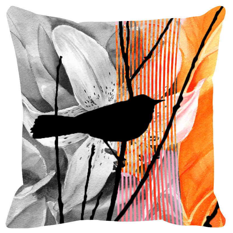 Leaf Designs Grey & Yellow Black Earth Flora Cushion Cover - Set Of 2