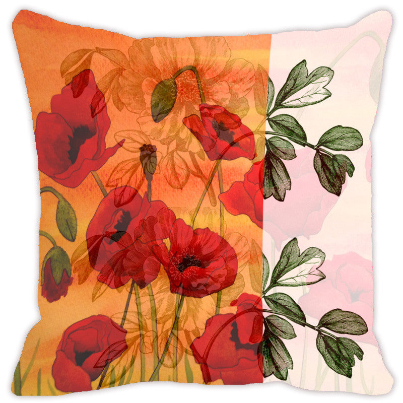 Leaf Designs Orange Flora Cushion Cover - Set Of 2