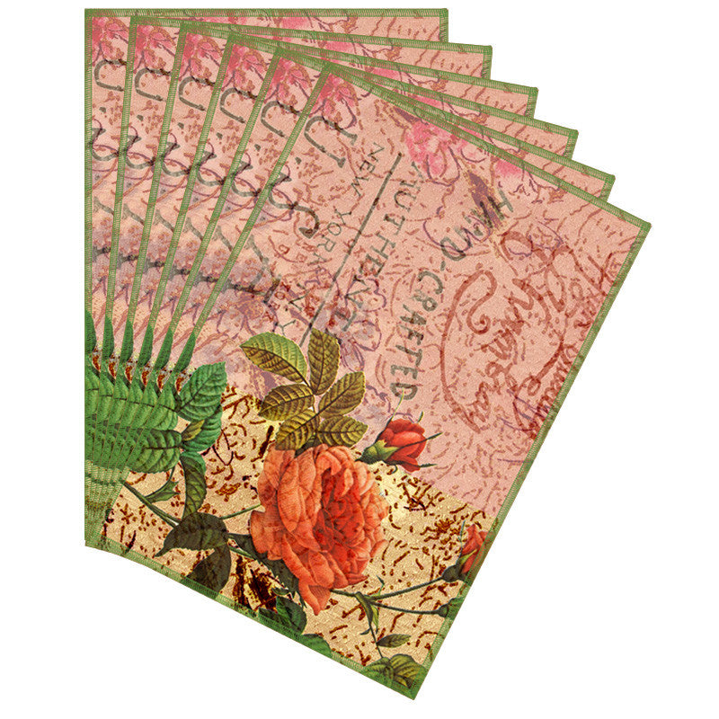 Leaf Designs Peach Floral Vintage Table Mats Set Of 6