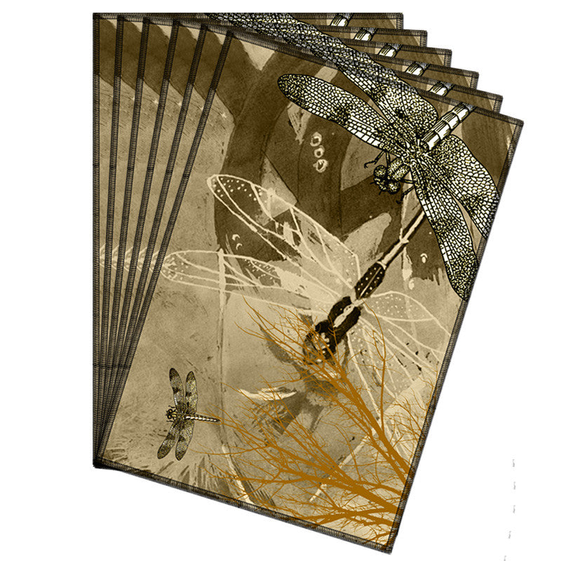 Leaf Designs Olive Dragonfly Fabric Table Mats Set Of 6