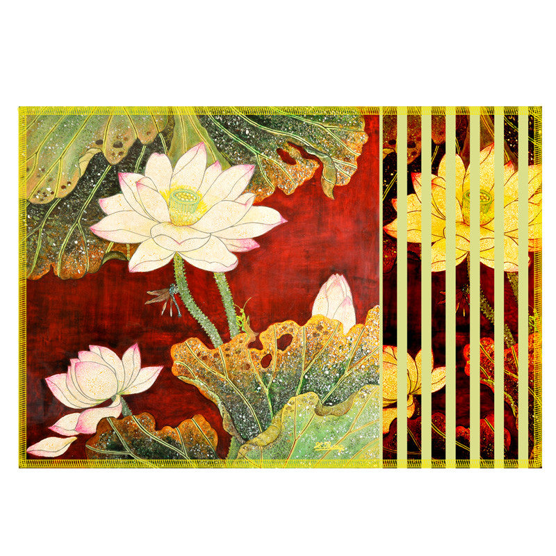 Leaf Designs Multicoloured Floral Fabric Table Mat Set Of 6