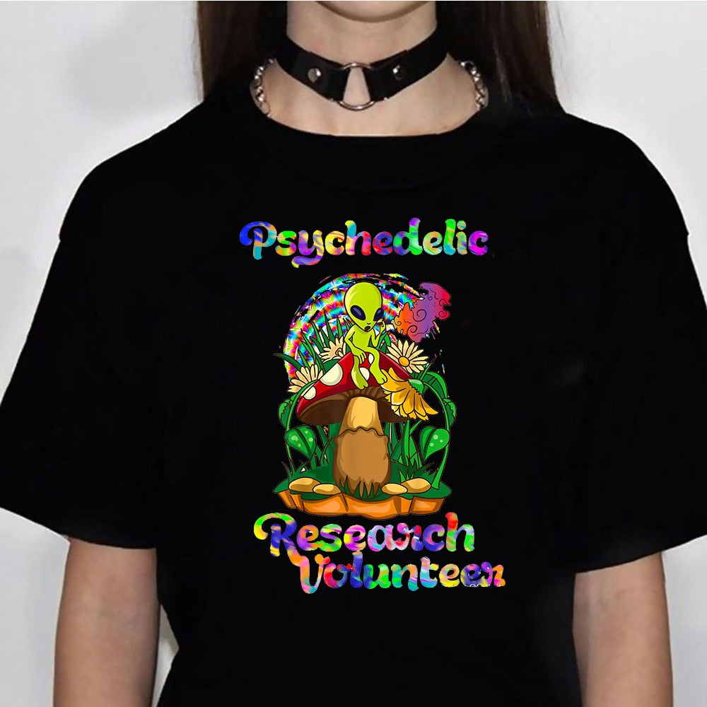 Magic Mushrooms Alien Psychedelic t shirt women summer t shirt