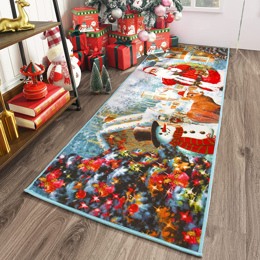 Christmas Rugs 2'x6' Christmas Decorative Doormat Indoor Non-Slip