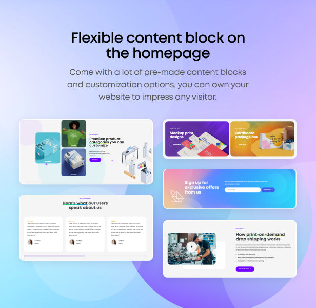 Flexible content block on the homepage