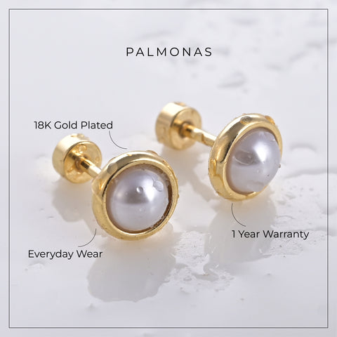Ivory Pearl Stud Earrings | 1 year warranty | waterproof | anti-tarnish | Palmonas
