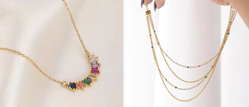 Spectrum Necklace(left) and Radiant Cascade Necklace(right) from Palmonas