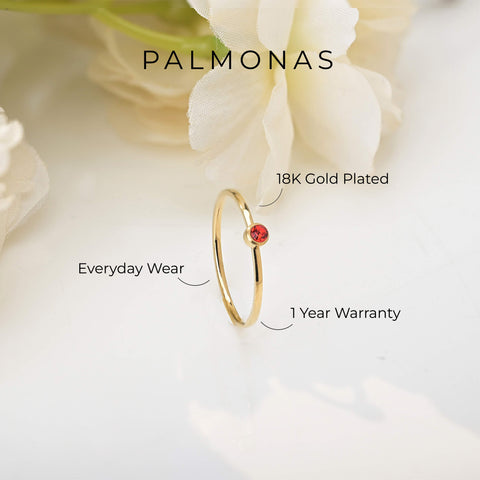 Cute Birthstone Ring | 1 year warranty | waterproof | anti-tarnish | Palmonas