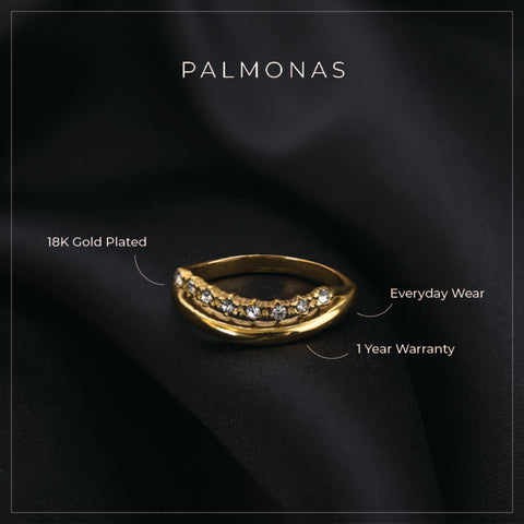 Cubic Tiara Wave Ring | 1 year warranty | Waterproof | Anti-tarnish | Palmonas