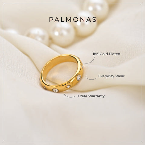 Diamond Studded Ring | 1 year warranty | Waterproof | Anti-tarnish | Palmonas