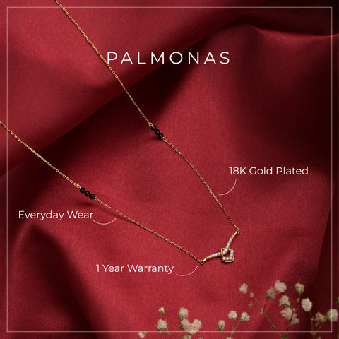 Dainty Minimalistic Diamond Mangalsutra | 1 year warranty | waterproof | anti-tarnish | Palmonas