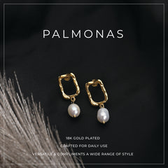 Wobbly pearl dangle earrings | 1 year warranty | anti-tarnish | waterproof | palmonas