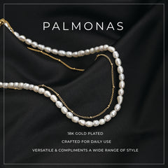Pearl chain two layer necklace | 1 year warranty | anti-tarnish | waterproof | palmonas