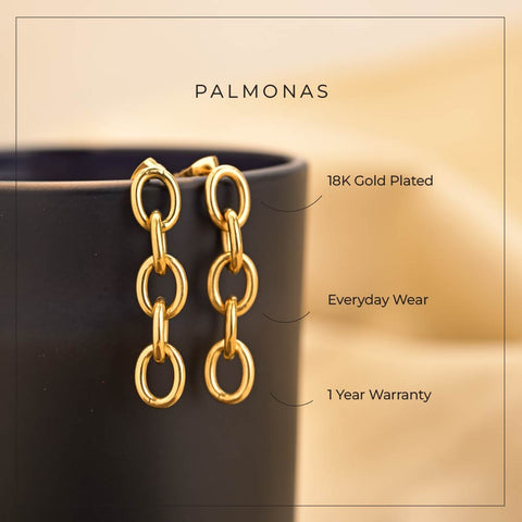 Chain Dangle Earrings | 1 year warranty | waterproof | anti-tarnish | Palmonas