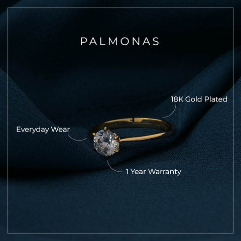 Celestial Solitaire Diamond Ring | 1 Year Warranty | Waterproof | Anti-tarnish | Palmonas