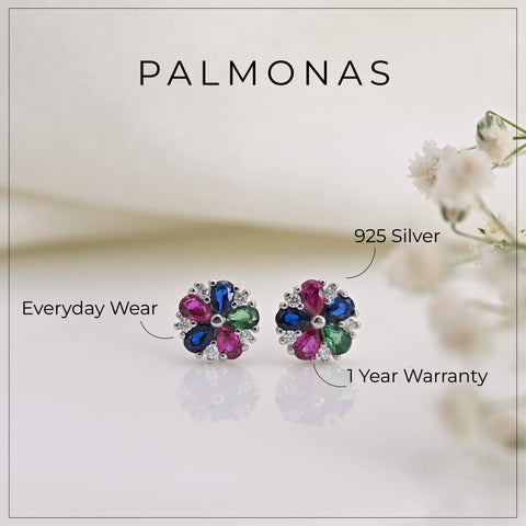 Dainty Zinnia Stud Earrings | 1 year warranty | waterproof | anti-tarnish | almonas