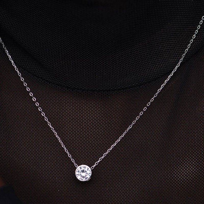 Circle Diamond Necklace- 925 Silver Hallmarked