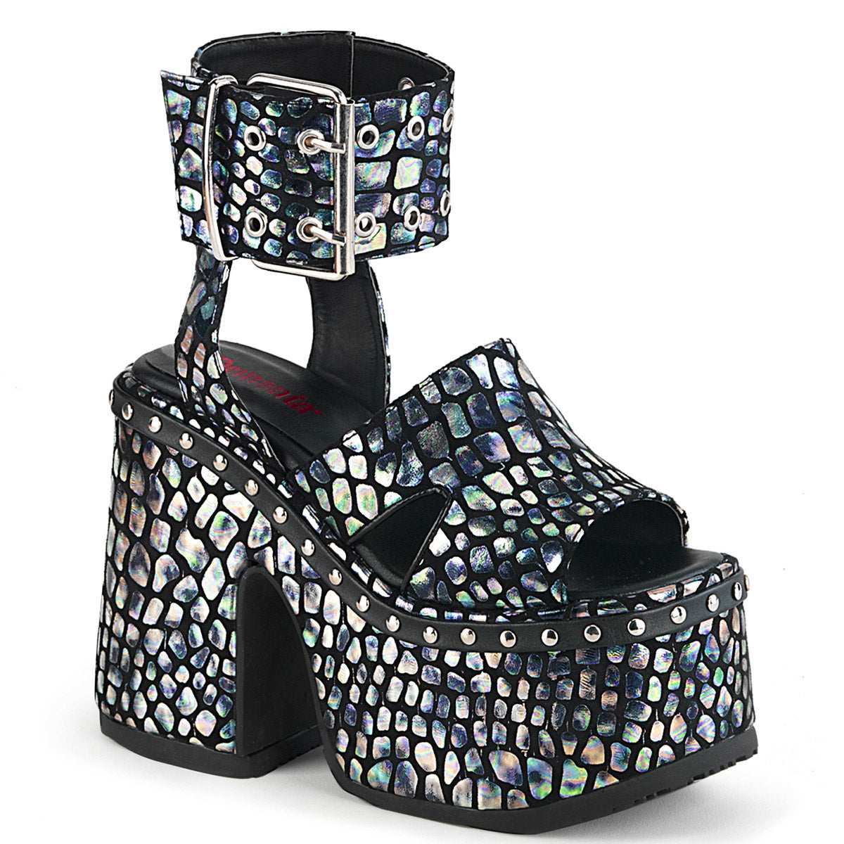 5" Chunky Heel, 3" Platform Eyelet Ankle Strap Sandal