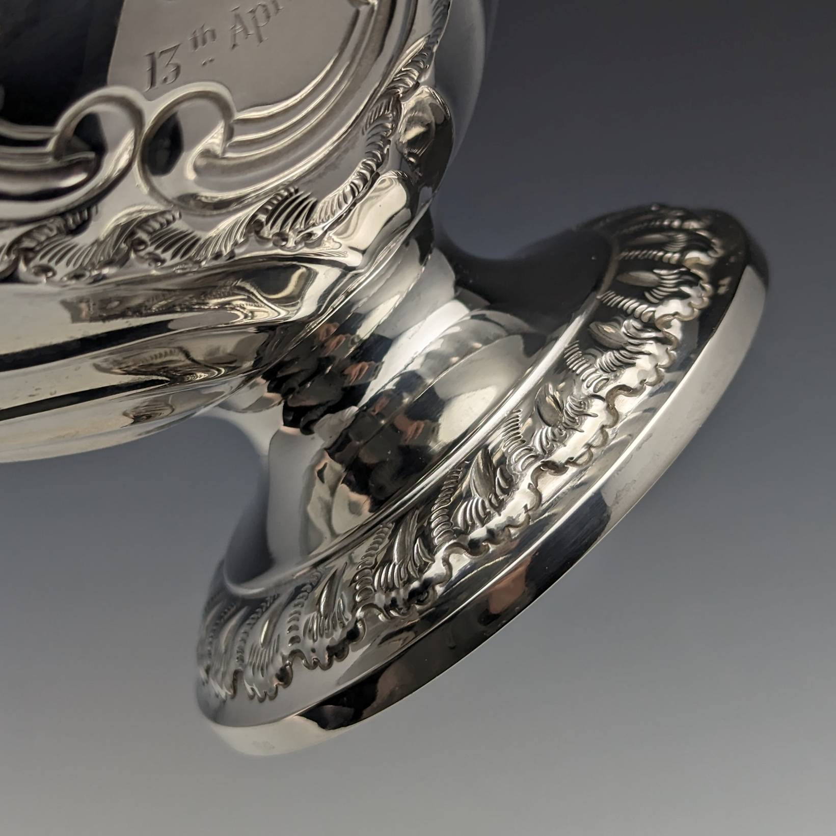 フラワープリント 1900年 英国アンティーク 純銀製 ローズ・ボウル