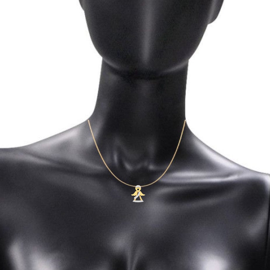 Angel Pendant Necklace Gold, 14k Gold Diamond Necklace, Real Diamond