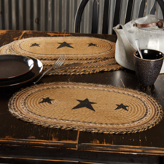 Primitive Placemat Kettle Grove Jute Black Tan Braided Table Decor VHC –  VHC Brands Home Decor