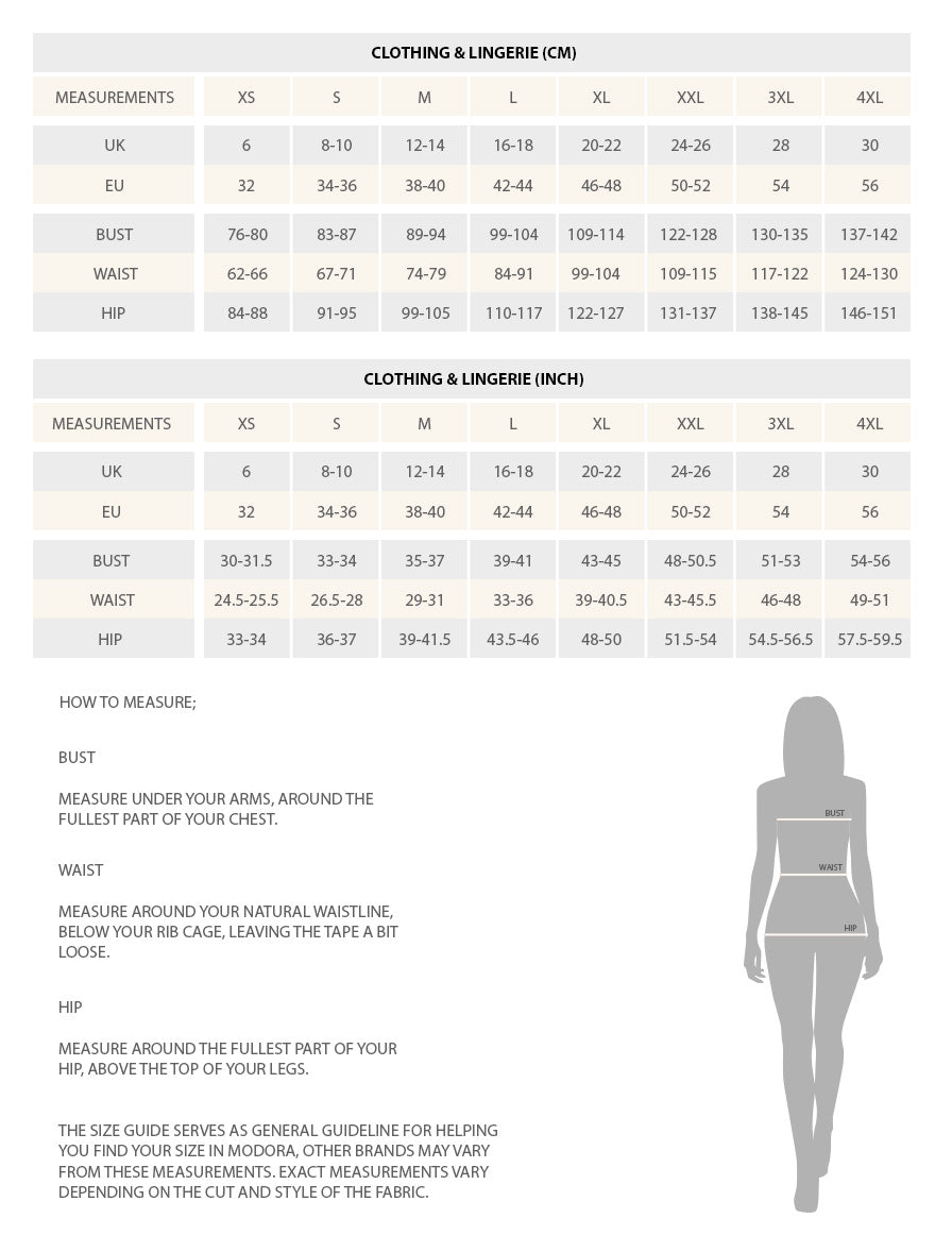 Size Guides – Modora UK