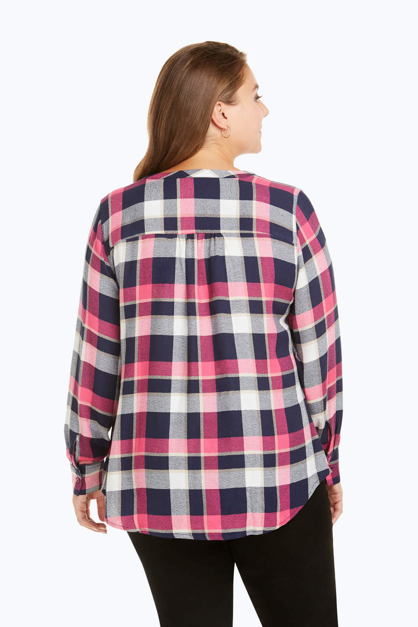 Daisy Plus Plaid Crepe Blouse- Foxcroft