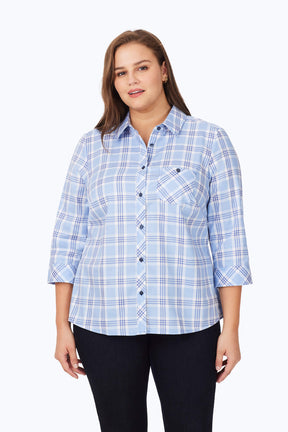 Hampton Plus Non-Iron Blue Plaid Shirt