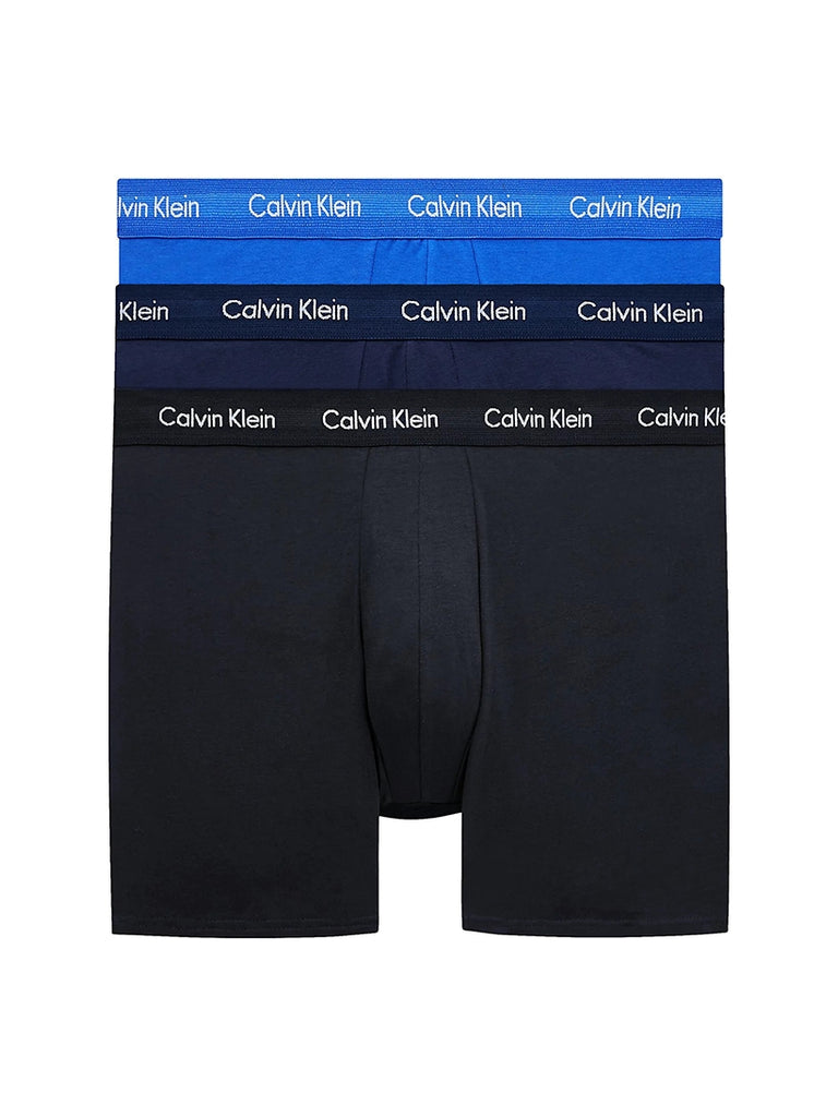 Calvin Klein 3 Pack Cotton Stretch Boxer Briefs (BLACK/BLUE/COBALT) |  Trunks and Boxers